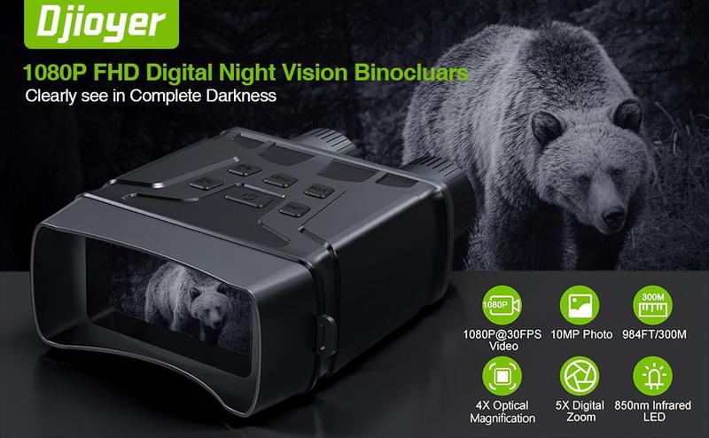 Digital Night Vision Monocular 1080p with IR LED, Handheld Night Goggles for Hunting and Outdoor Use