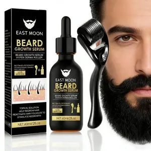 Growth Oil and Derma Roller 0.25mm Scalp Kit, Natural Serum With Biotin, Microneedle Beard Roller for Thicker Longer Fuller Hair and Beard - 2.02 Oz