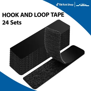 24 Sets Hook and Loop Tape Self Adhesive Reusable Fastener for Wall Decor and Organization