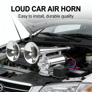 Double Tube Kit Super Loud 12V Vehicle Air Horn  with Compressor Universal for Car Truck SUV Auto Accessories