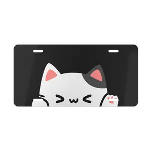 Anime Peeking Cat Metal Vanity Plate Frame, Aluminum License Plate Customization, Cat Car Accessories, Cat Gifts