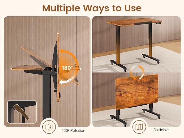 SEDETA 47 Inch Foldable Electric Standing Desk 180° Tiltable Mobile ...