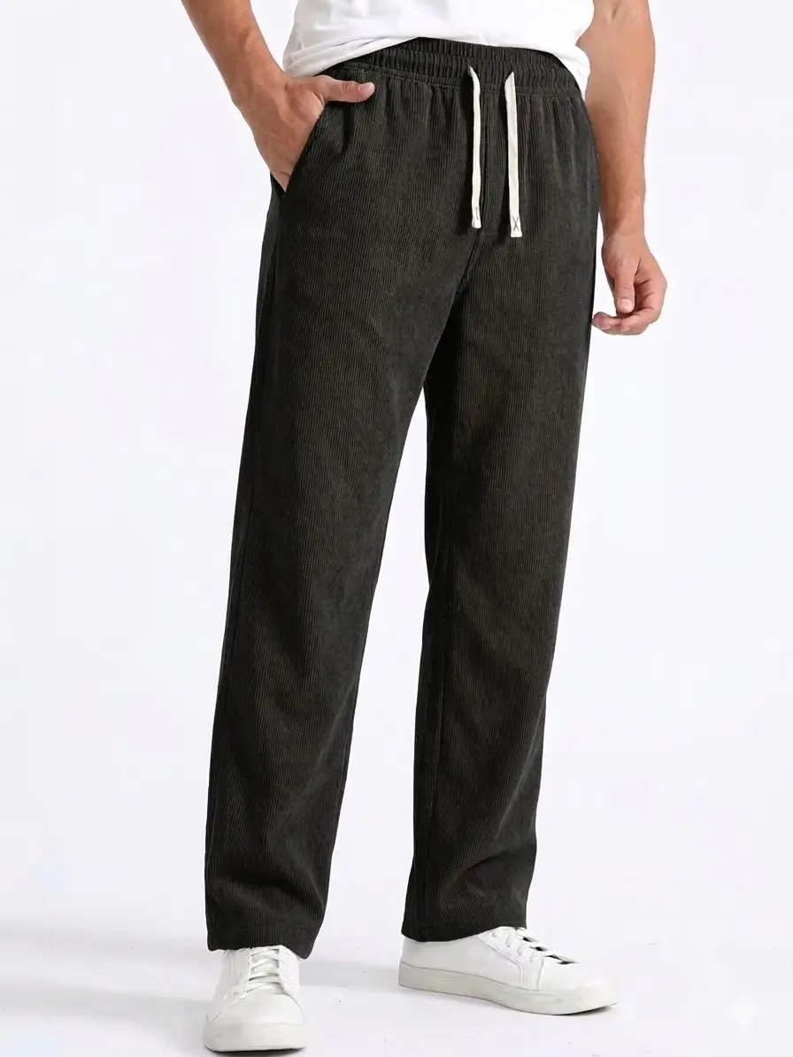 Menswear Men’s Spring/Summer Corduroy Casual Pants - Lightweight, Breathable, Fashionable Long Trousers
