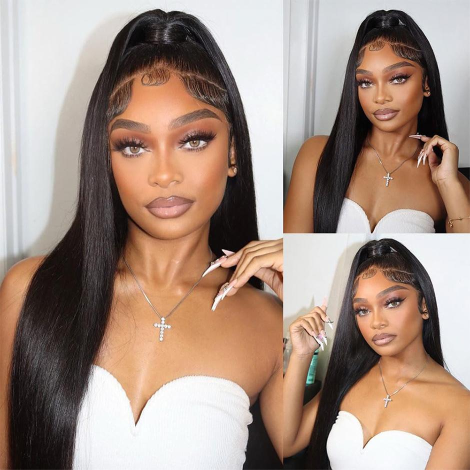 【CLEARANCE SALE】MORE FACE 360 Lace Frontal Wig Straight Transparent Lace Front Human Hair Wigs For Black Woman Pre Plucked 180% Density