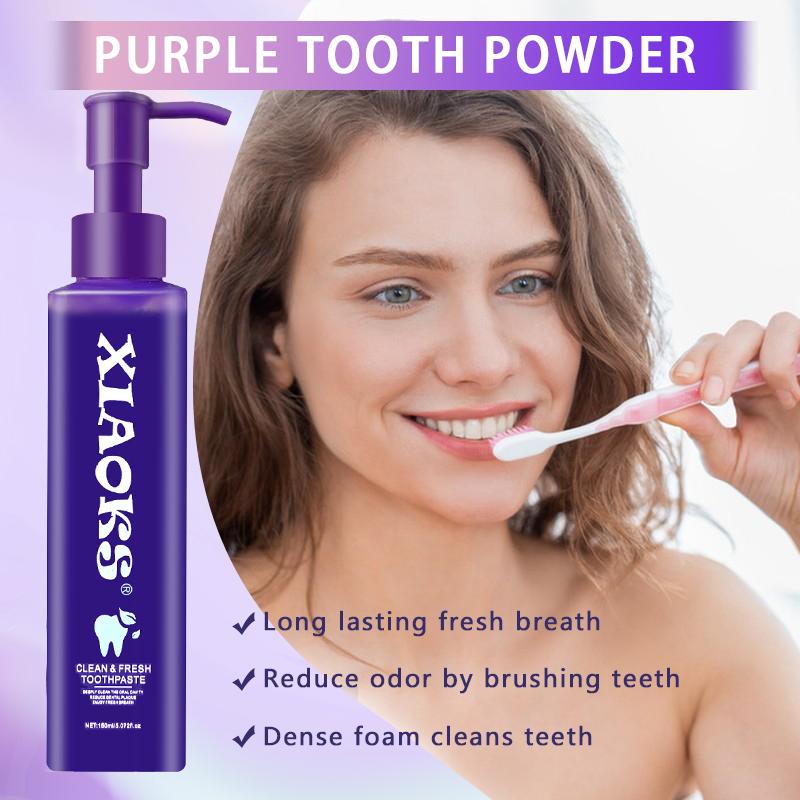 XIAOKS Pump Type Purple Toothpaste Controlled Release No Waste Xanthan Gum Sodium Phytate Formula Cleans Teeth Long Lasting Freshness Creates Shiny Beautiful Teeth Rich Foam Deep Cleaning Keeps Breath Fresh All Day