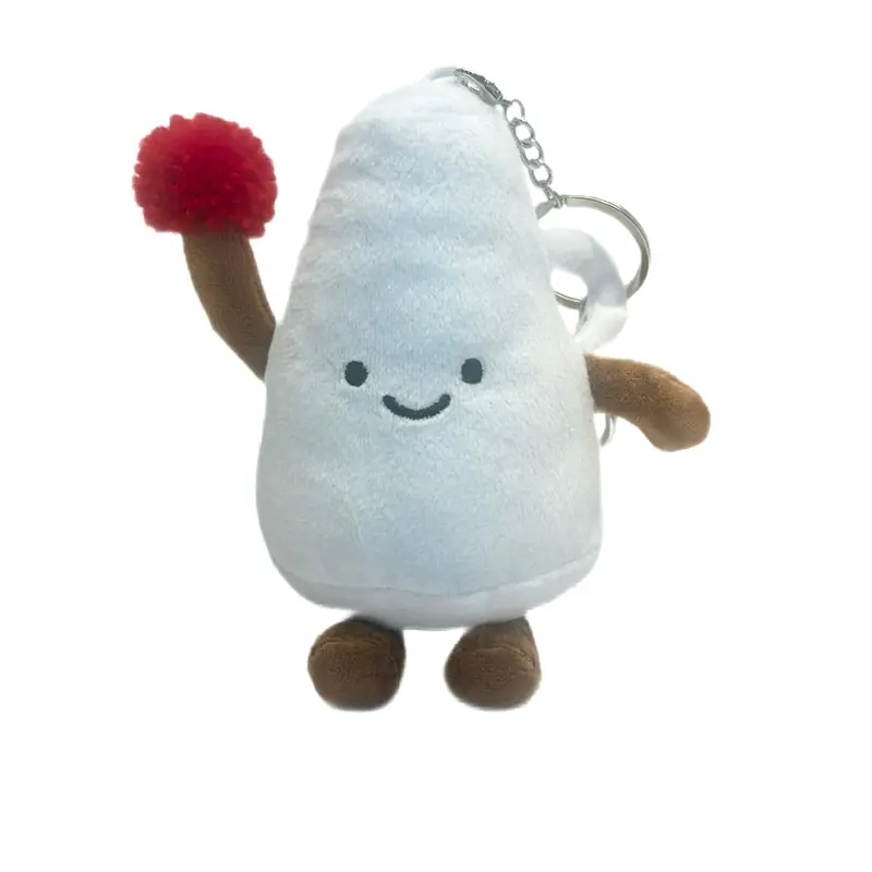 Cheer Megaphone Plush Keychain with Red Pom Pom and Soft Plush Material for Fans and Collectors. Perfect cheer bag charm or spirts gift.