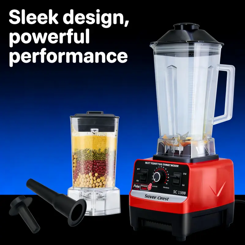 Professional desktop mixer 1500W high-speed power mixer with copper motor, 2L Bisphenol A free can, variable speed and pulse, used for smoothies, frozen drinks, hot soup smoothies - red