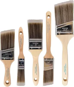 5 Pack Pro Grade Paint Brushes, Flat & Angled House Painting Brush Set for Latex Oil Paint Stain Interior Exterior