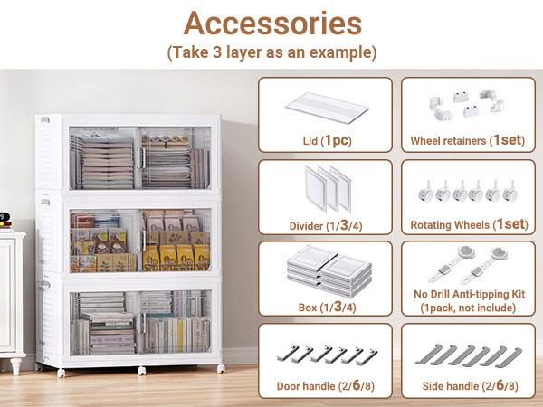 Broview V40 800QT Plastic Storage Bins with Lid and Wheels, Extra Large Stackable Storage Bins with Dividers, Closet Organizers and Storage Cabinet Shelves Collapsible Box for Home Garage