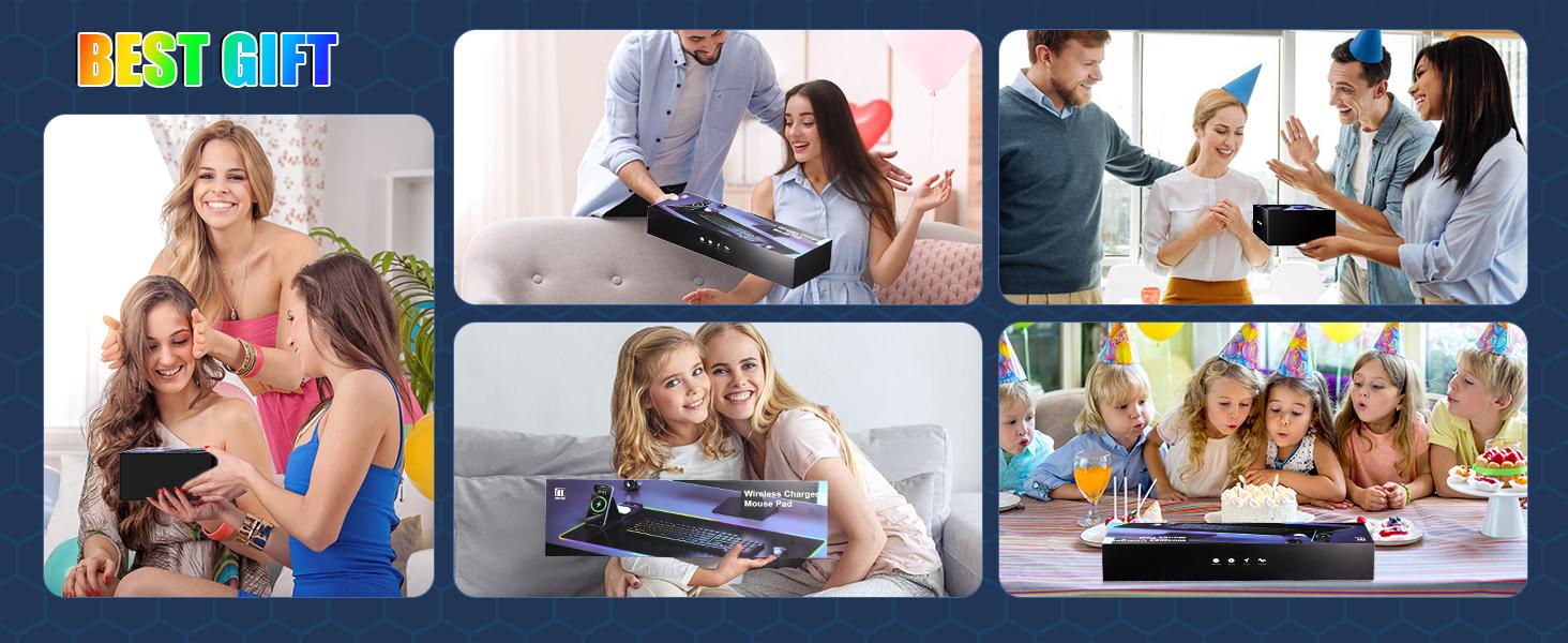 Mouse Pads XXL Gaming Mouse Pad with 15W Magnetic Wireless Charging Large Desk Mat Protector RGB Mousepad 4mm Non-Slip Waterproof for Office Home Gaming Spring gaming desk accessories gaming room decor