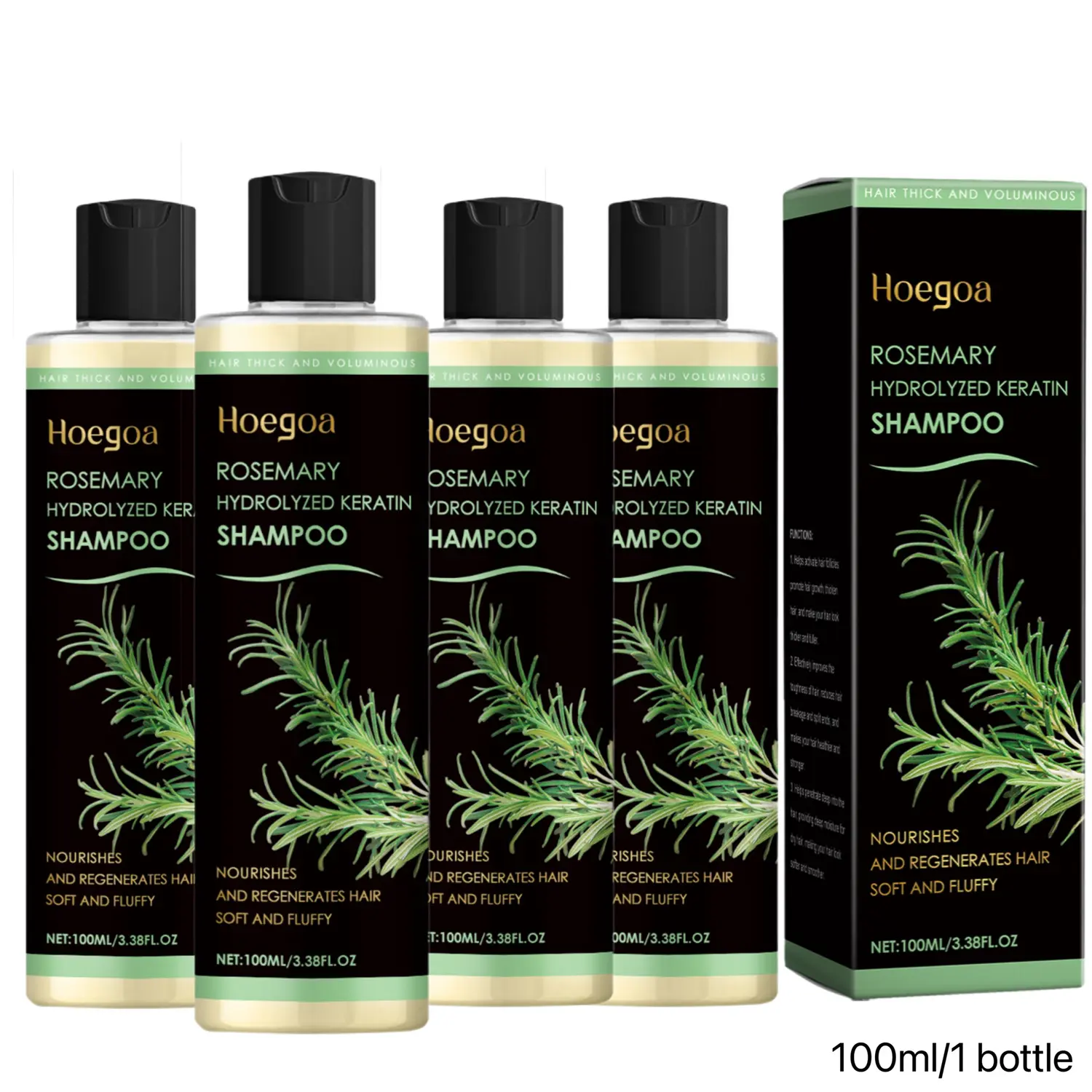 100ml Organic Hydrolyzed Keratin Rosemary Shampoo (Buy 2 Get 2 Free) - Alcohol-Free Haircare Cleanser, Anti-Hair Loss, Hair Growth Boost, Oil Control, Dandruff Control, Scalp Health Support, Hydrate, Long-Lasting Scent, Shine Restoration, Rare Beauty