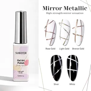 SUBOYER Gel Nail Art Painting Kit, 12ml, creates stunning 3D highlight effects, perfect for nail art designs.  Includes a fine brush and requires UV lamp curing. Suitable for home DIY and professional nail salons.