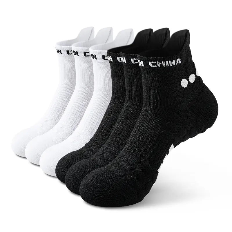 Men's Ankle Sports Socks 6 Pairs Cushioned Breathable Arch Compression Heavy-Duty Thickened for Badminton Basketball Running Hiking Marathon