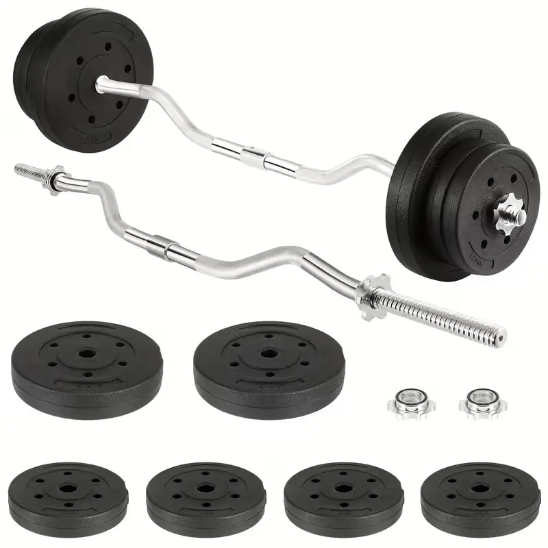 Heavy-Duty EZ Curl Barbell and Weight Set, Home Workout Gear, Strength Training & Weightlifting Fitness Equipment for Home Gym Arm Training