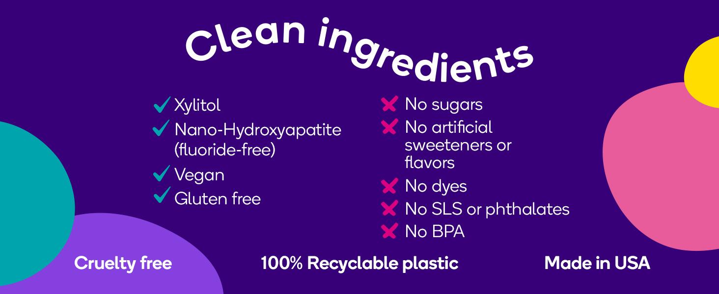 BURST Fluoride Free Strawberry Junior Toothpaste- Great Tasting Anticavity,Dye Free,Vegan, Great Flavor,  With Nano Hydroxyapatite