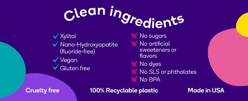 BURST Fluoride Free Strawberry Junior Toothpaste- Great Tasting Anticavity,Dye Free,Vegan, Great Flavor,  With Nano Hydroxyapatite