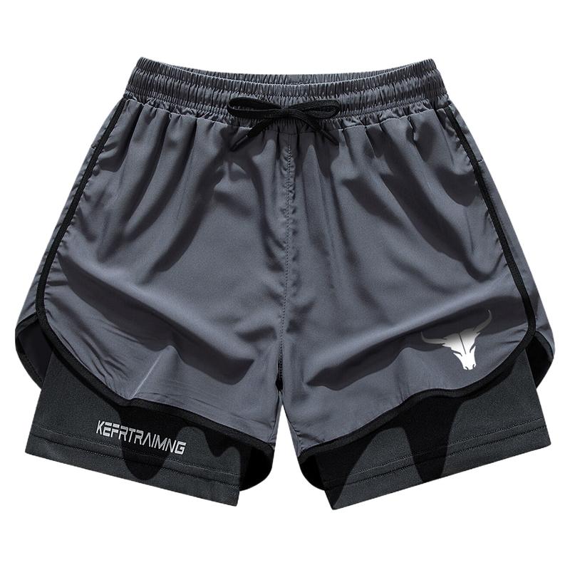 Men's stylish printed pattern sports shorts with side pockets, elastic waistband, lightweight stretch fabric, suitable for running and casual wear - compression shorts | Gray, running shorts | Fashion sports shorts | Comfortable fit