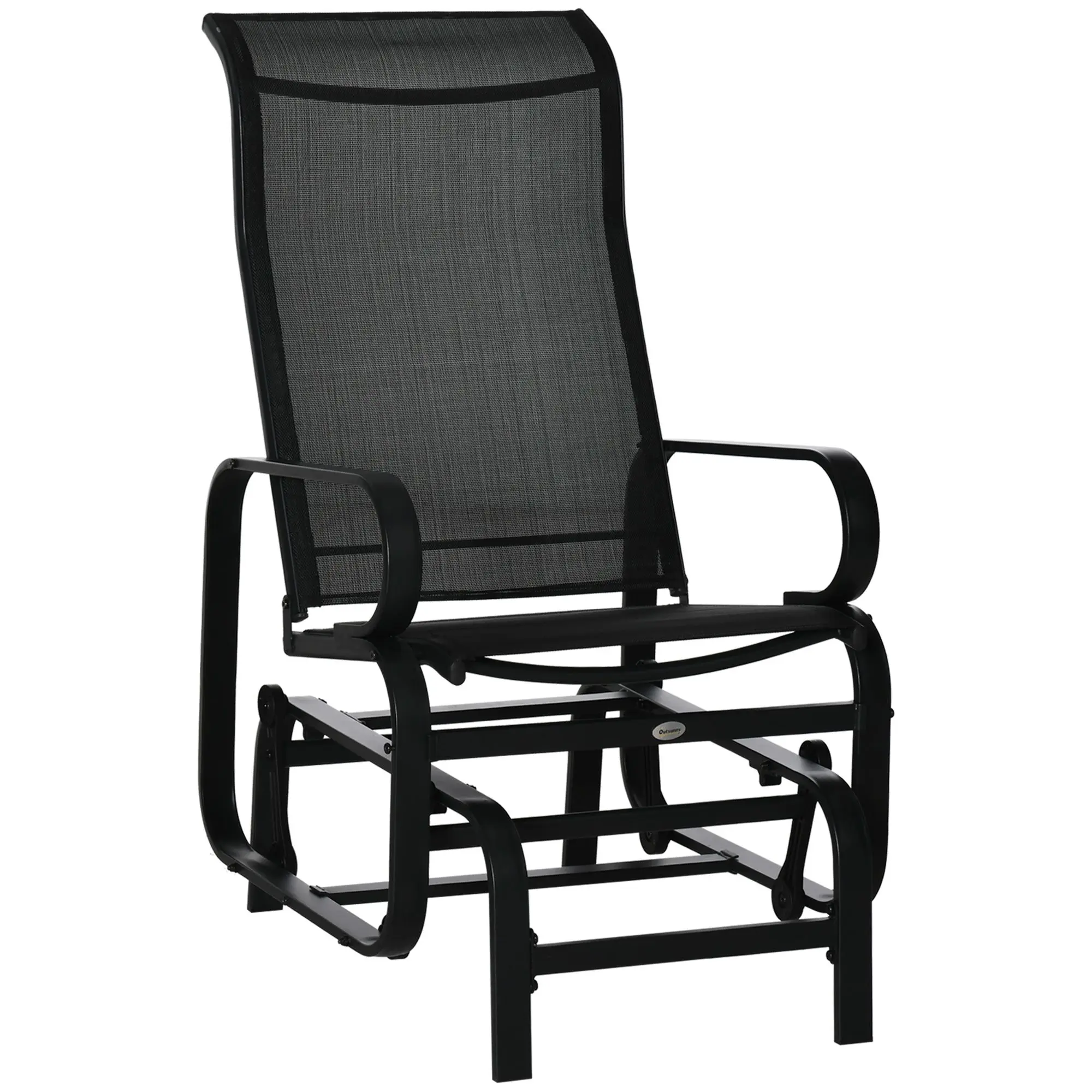 Gliding Relaxation: Lightweight Black Outdoor Glider Rocker with Smooth ...