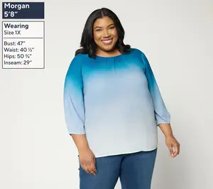 BEAUTIFUL by Lawrence Zarian Irresistible Printed Ombre Gathered Blouse