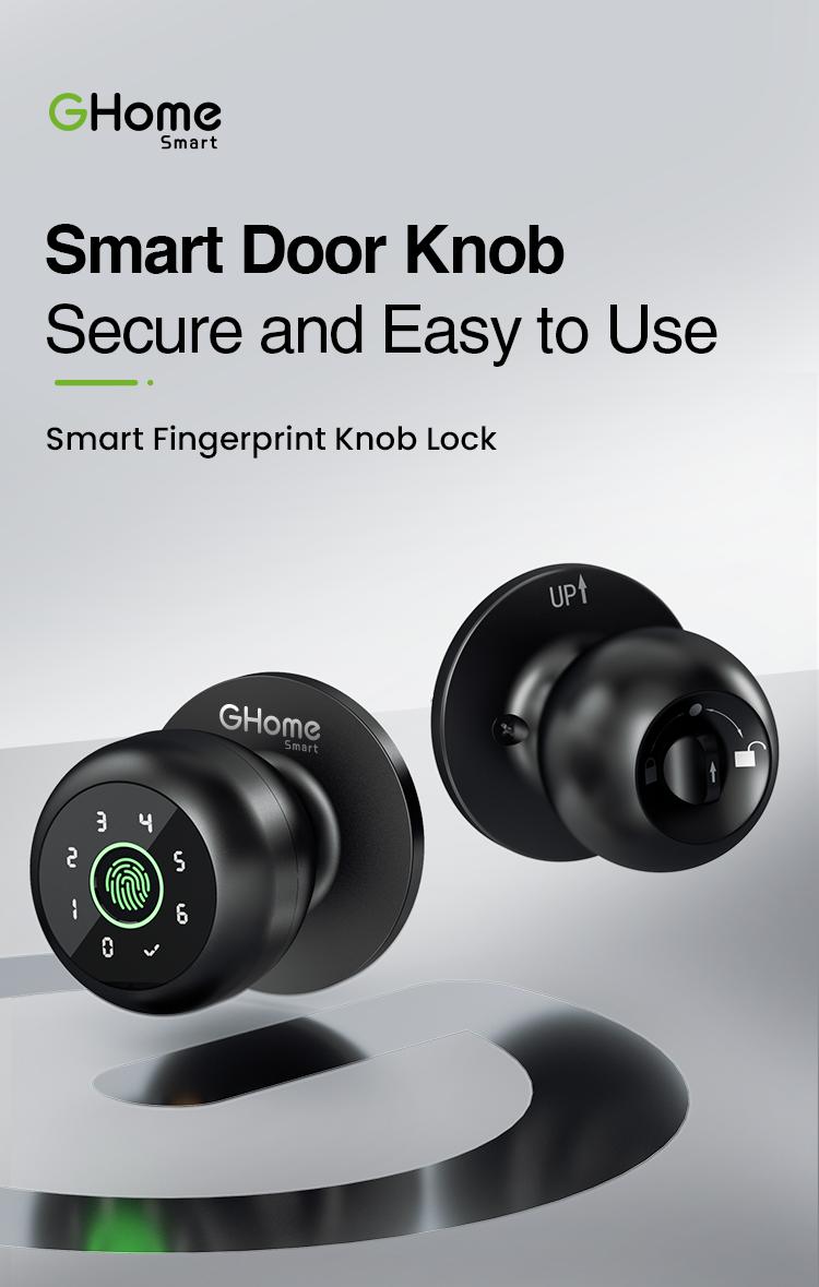 GHome Smart 4-in-1 Fingerprint Door Knob with Keypad, Biometric Smart Knob and App Control, Keyless Entry Door Lock with Password Function | TikTokShopBlackFriday
