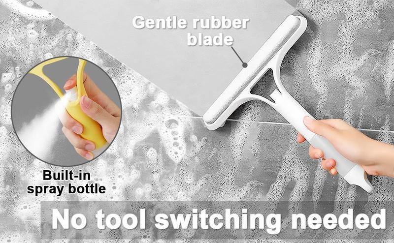 3 in 1 Window Cleaning Scraper 2025 New Squeegee for Shower Glass with Spray Function for Glass Doors Mirrors PE TPR Material Yellow White 21.5cm x 25.7cm All Purpose Cleaner Tool