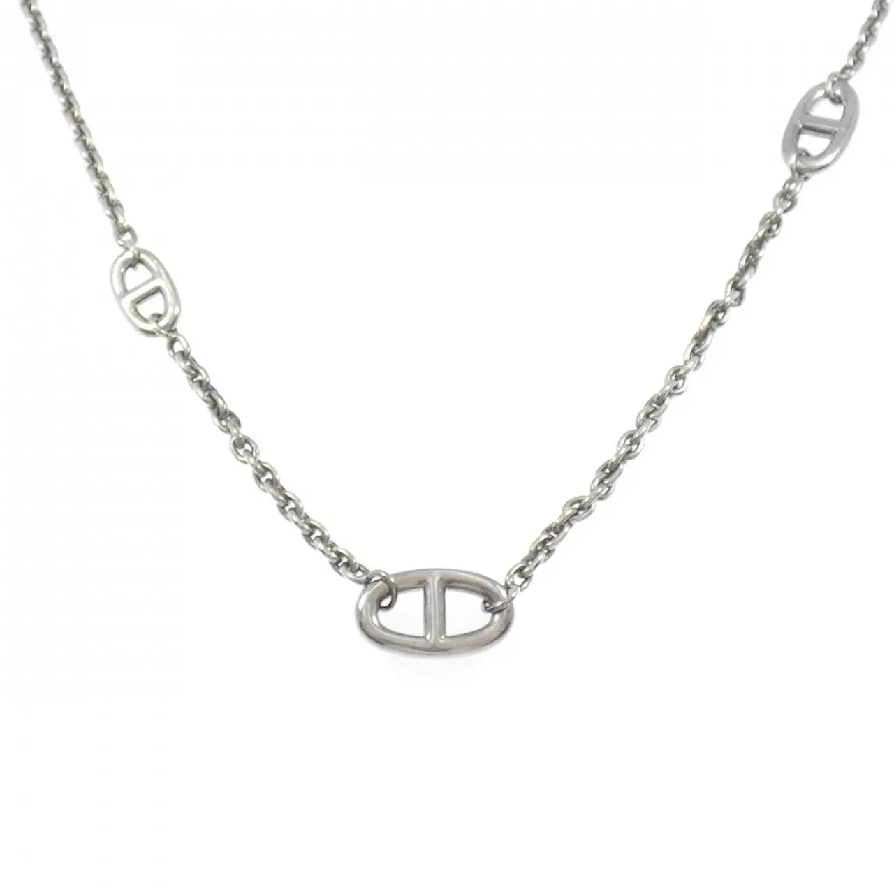 Pre-owned HERMÈS Sterling Silver 925 (Ag925) Small Leather Goods Farandole 925 Silver Necklace