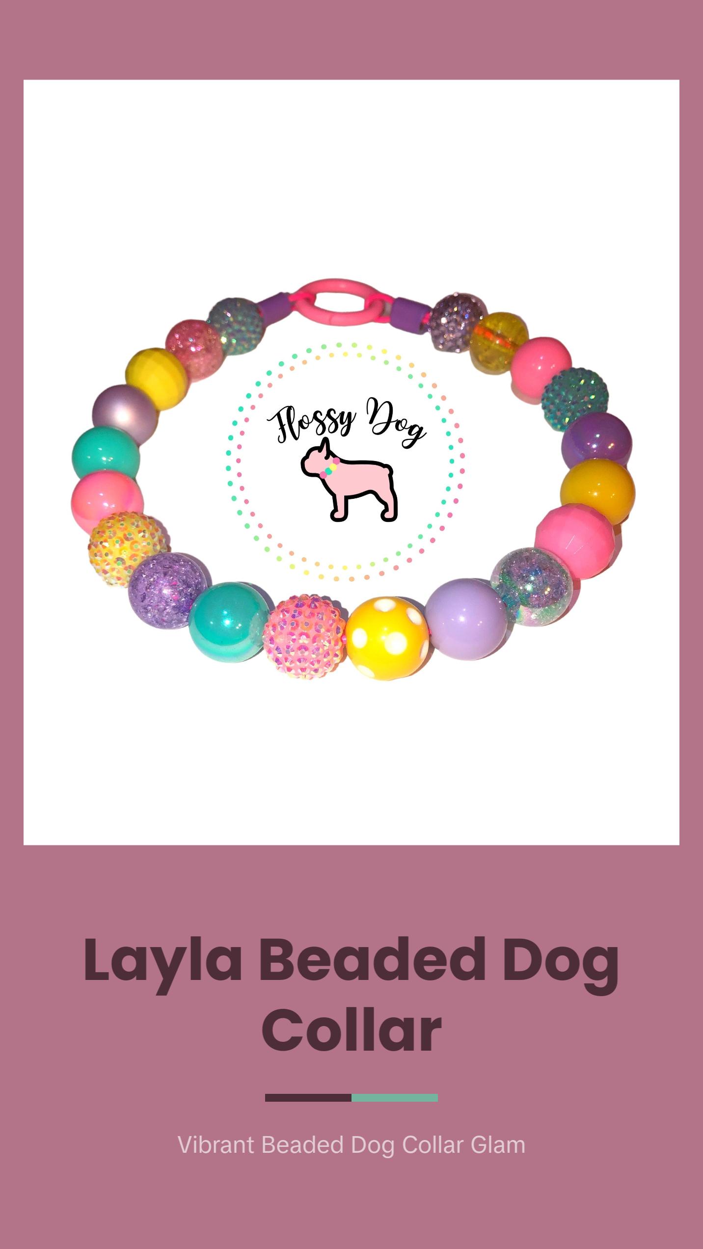 The Layla Beaded Dog Collar | Durable Dog Necklace | Designer Pet Jewelry | Colorful Spring Easter Collar | Charm | Pearl Bead Collars