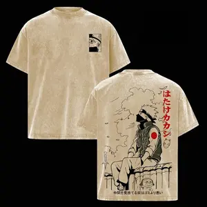 Hatake Kakashi Vintage Washed Oversized T-Shirt – Naruto Anime Graphic Tee, Copy Ninja Kakashi Manga Art Shirt, Soft Cotton Casual Streetwear Apparel, Unisex Top, Gift for Naruto Fans