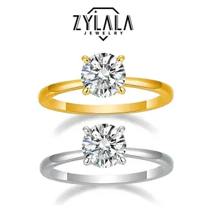 [355] 1/2 Carat Synthetic Moissanite Ring  S925 Silver Classic 4-claws Perfect For Engagement Wedding Promise & Valentine's Day