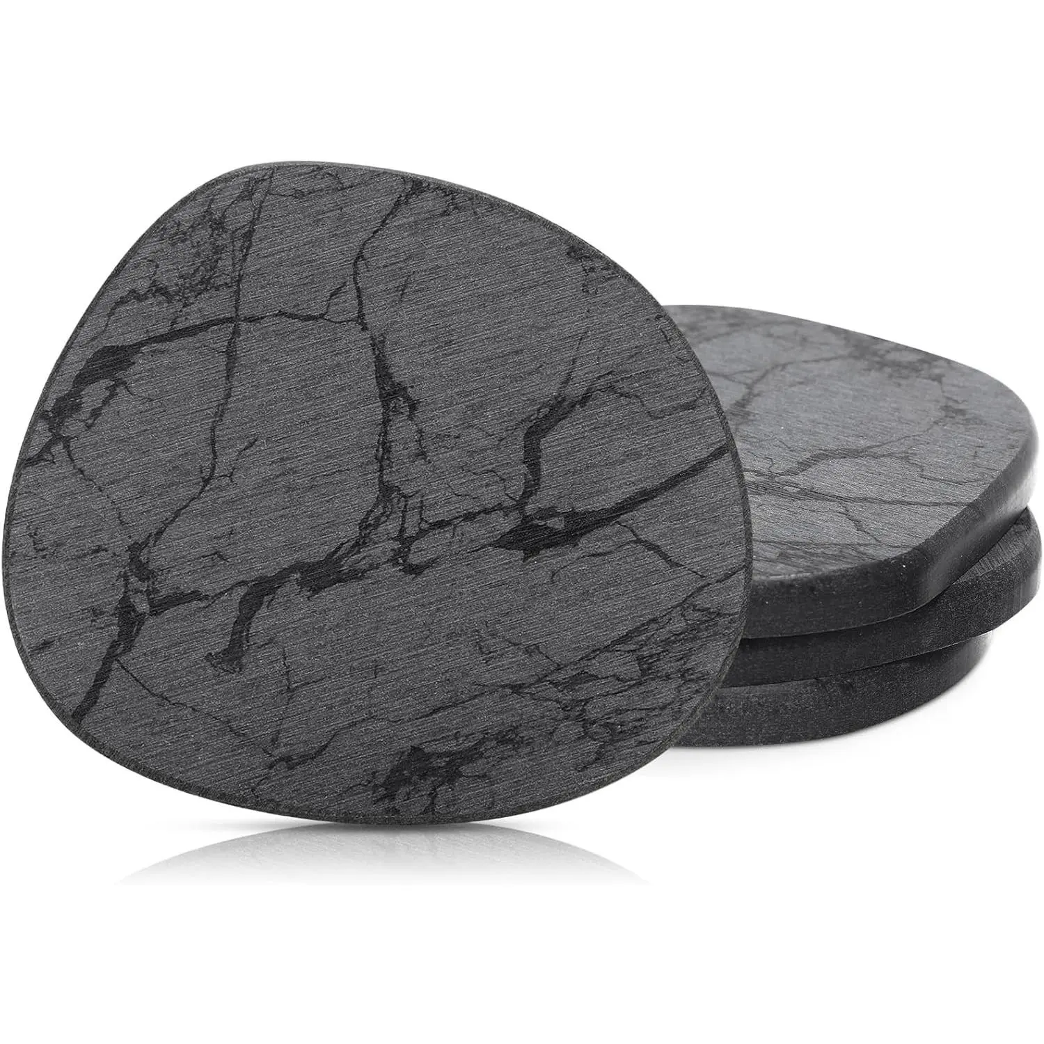 Diatomaceous Earth Coaster, Set of 4, Unique White Absorbent Coasters for Drinks, Modern Aesthetic Instant Dry Stone Drink Coasters, Marble Grey