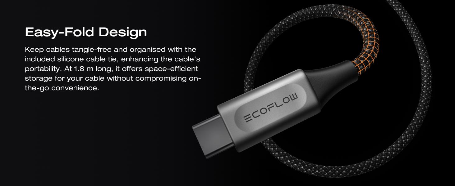 EF ECOFLOW Rapid Pro USB-C to USB-C Cable (240W, Nylon), 240W Dual USB-C Charging, 1.8 m Type C Charger EF ECOFLOW Rapid Pro USB-C to USB-C Cable (240W, Nylon), 240W Dual USB-C Charging, 1.8 m Type C Charger