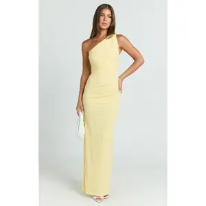 Criselda Maxi Dress - One Shoulder Maxi Dress in Lemon