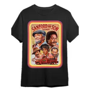 Sanford & Son Vintage Style Men's T-shirt-, Short Sleeve, round Neck, Classic TV Show Design-Suitable for Casual Wear and Theme Parties, Vintage T-shirt Tropical Breathable Menswear Soft Top Asian