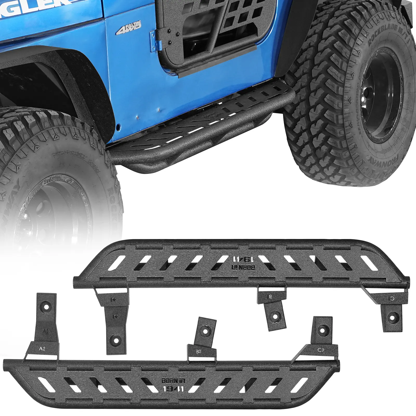 Hooke Road Tubular Side Steps for 1997-2006 Jeep Wrangler TJ (Excluding Unlimited)