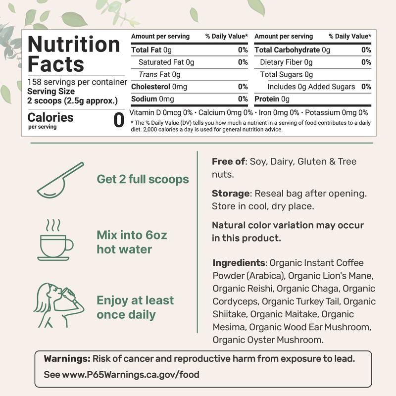 Micro Ingredients Organic Instant 10 in 1 Mushroom Coffee Powder