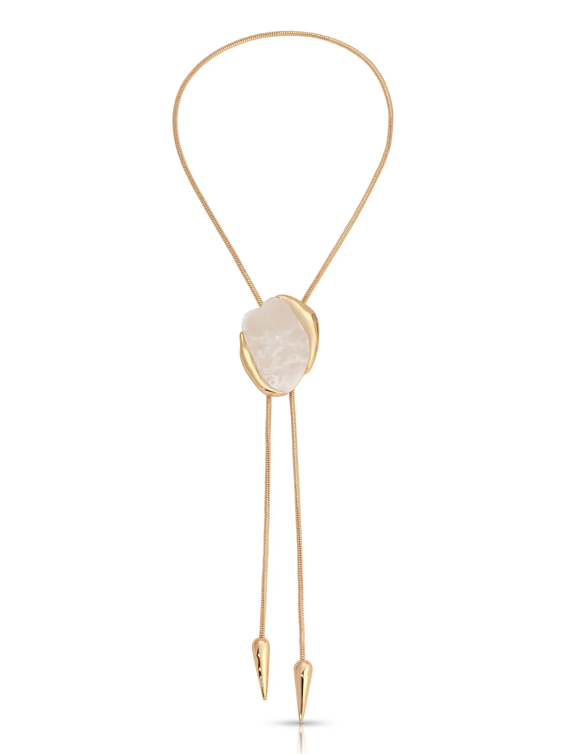 Ettika Bone Statement Bolo Necklace 18K Gold Plated Long Adjustable Statement Necklace for Women