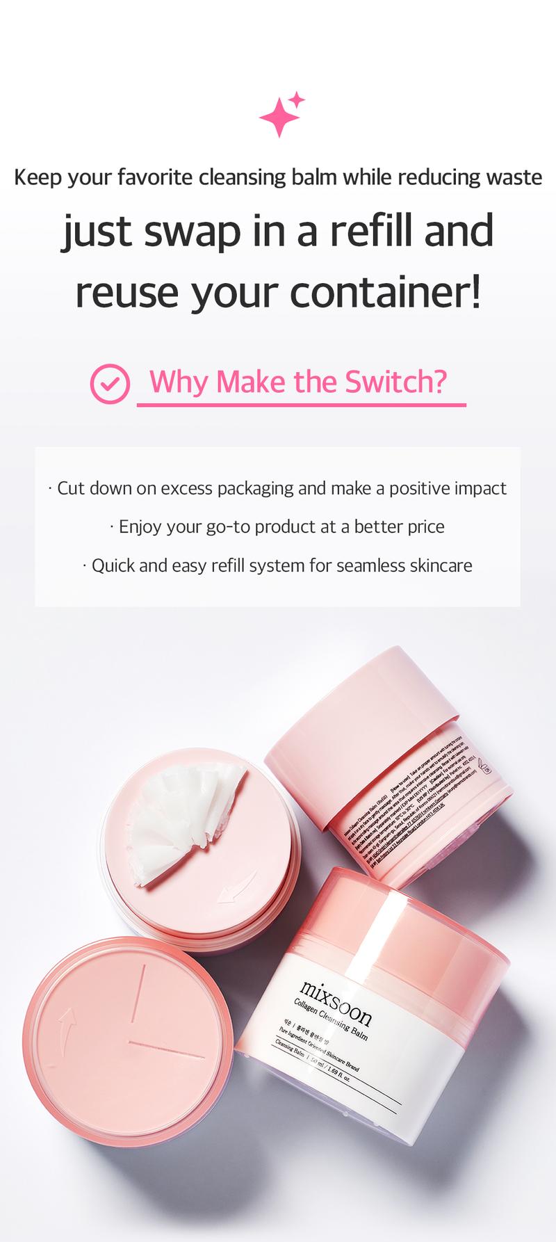 [mixsoon Official Shop] Collagen Cleansing Balm Refill 1.69 fl.oz / 50ml - One-step Cleansing Balm that Effortlessly melts away makeup and impurities, Korean Skincare for Glass Skin