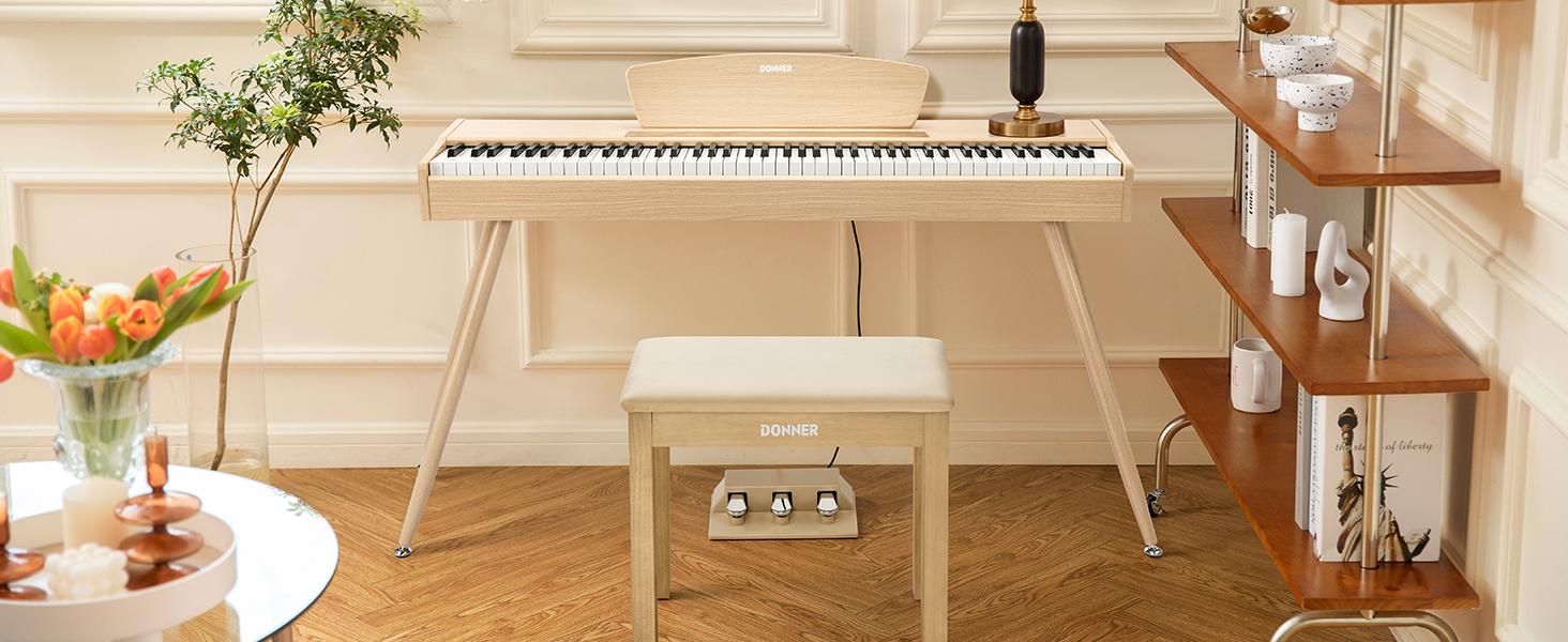 Donner DDP-80 Wooden Style 88 Key Weighted Digital Piano with Stand & 3 Pedal Donner DDP-80 Wooden Style 88 Key Weighted Digital Piano with Stand & 3 Pedal