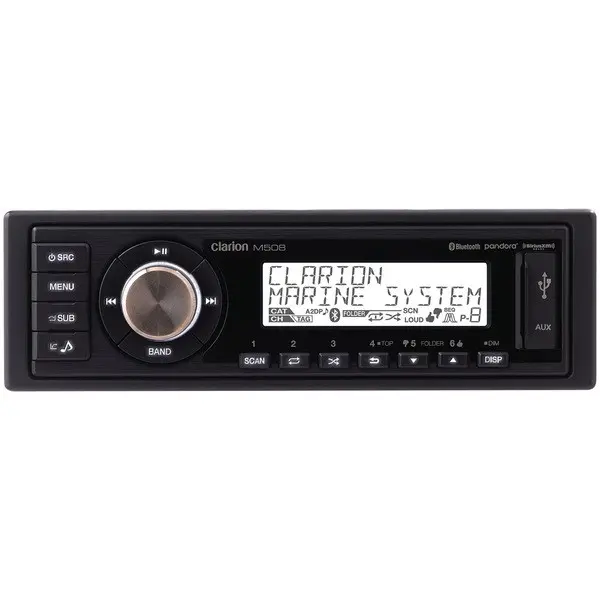 Clarion M508 Single-DIN In-Dash Marine-Grade M508 Digital Media Receiver with Bluetooth