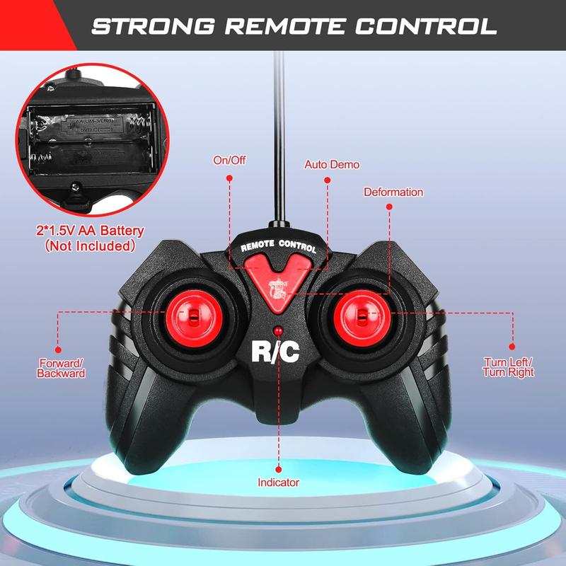 Remote Control Fire Truck with LED Sounds, RC Car Toy with 3pcs Small Firetrucks and 10pcs Roadblock Models, One Button Press Spraying Water Transformer Fire Truck for Kids Toddlers Boys