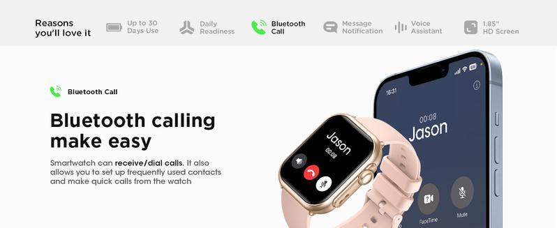 Smart Watch Pro for Women & Men with 30 Days+ Battery Life Heart Rate SpO2 Sleep Monitor 120 Sports Modes IP68 Waterproof Fitness Tracker Call & Message Notifications 1.85" Touchscreen Customizable Watch Faces Wristwatch Digital