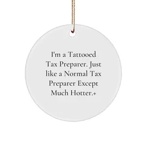 Gifts from Awesome People, Tax Preparer Decor, Funny Quote Circle Ornament for Christmas