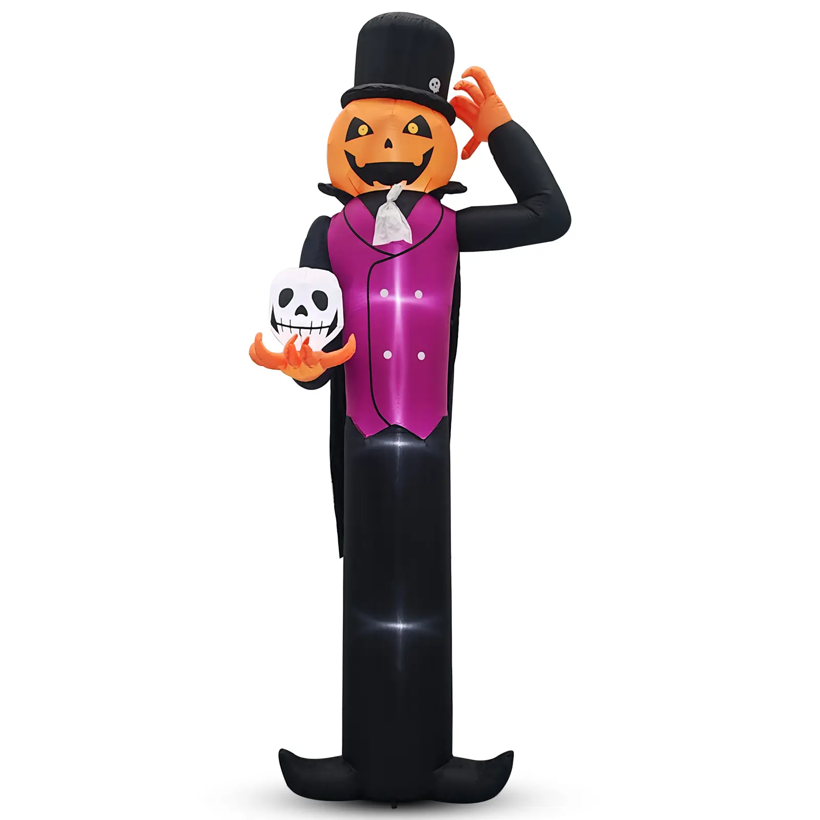 Ubesgoo 12FT Spooky Giant Halloween Inflatable Pumpkin Man, Waterproof Blow-Up Decor with Built-In Light & Skull, Outdoor Artificial Pumpkin Lights for Garden Lawn Halloween Decorations, Water Proof