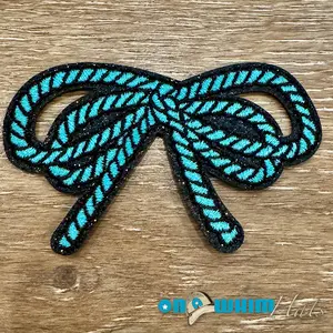 Turquoise Rope Bow Iron-On Patch