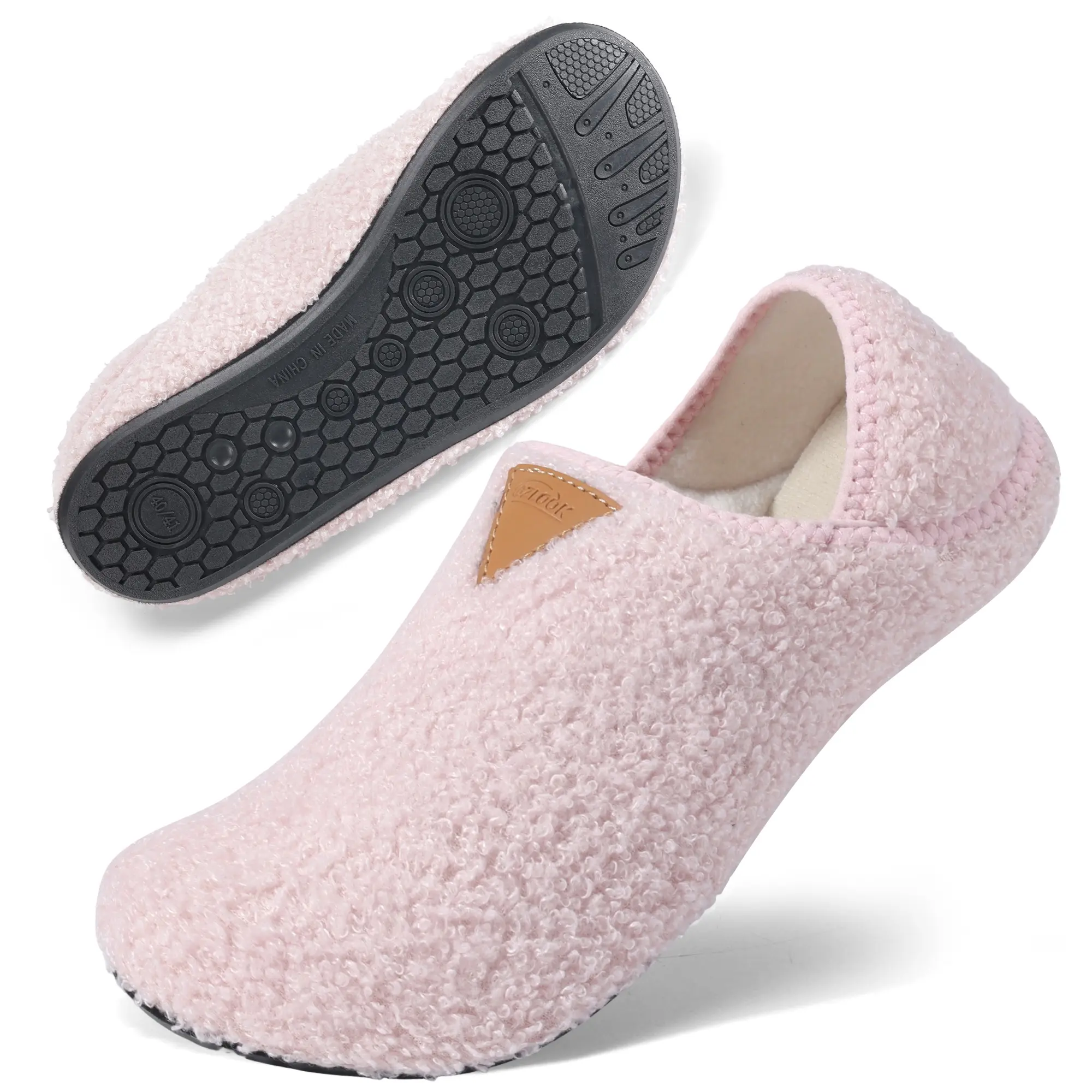 Women's Indoor Slide Slippers - Unisex, Short Length, Plush-Lined Sock-Style, Nylon, Portable, Non-Slip Soft Rubber Sole, Casual Wear, Footwear for Living Room to Hotel Floors