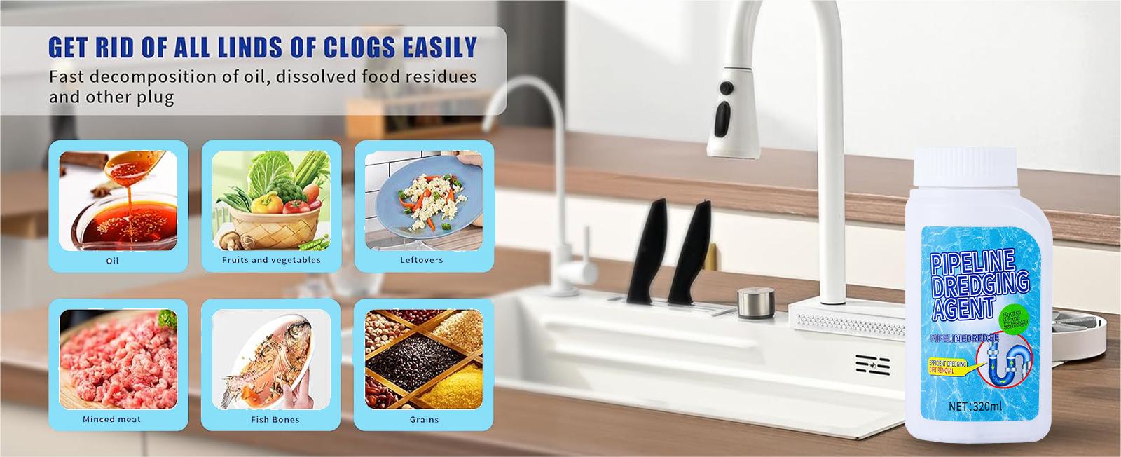 Liapu Powerful Pipe Dredging Agent for Kitchen and Toilet Pipelines - Dissolves 200+ Blockages and Kills 99% of Bacteria