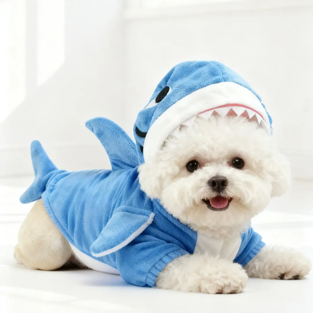 Shark Costume for Pets Ultra-Soft Plush Fabric（Runs Small Size Up） - Halloween & Pet Parties