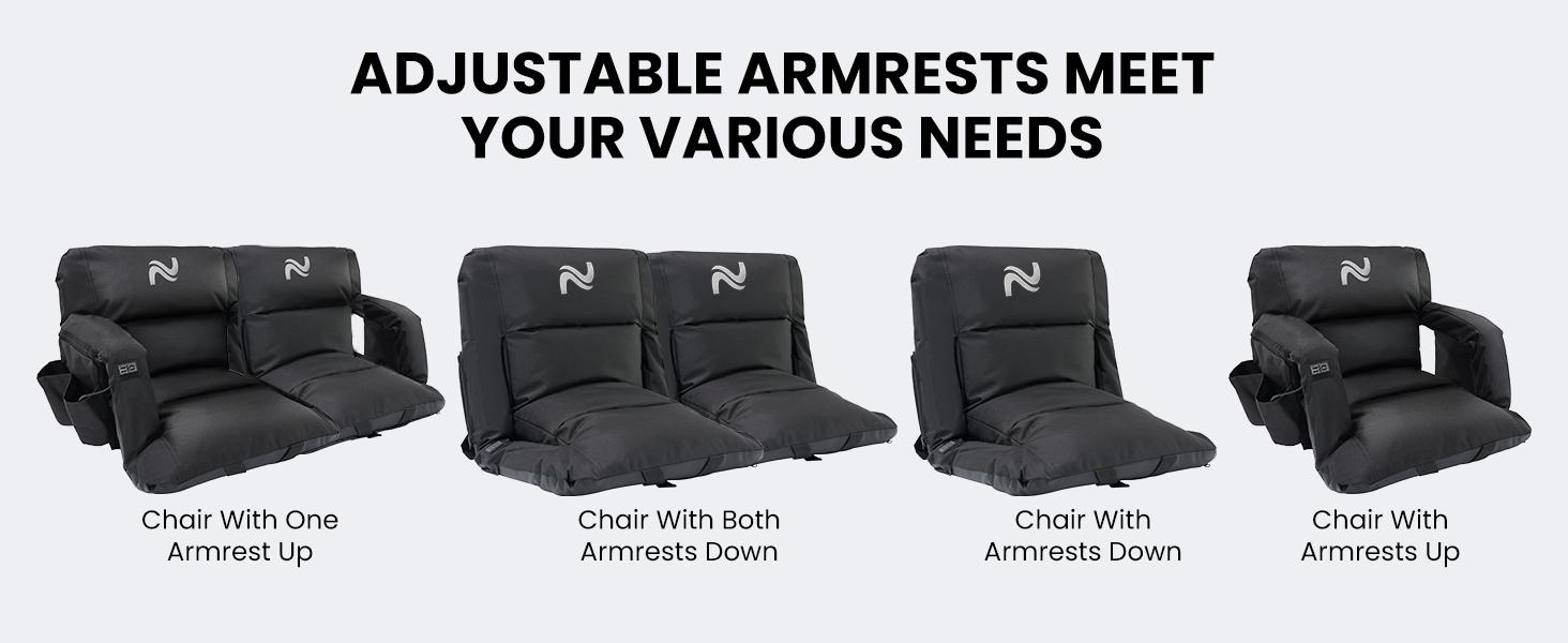 SLSY 2 Pack Wide Heated Stadium Seat for Bleachers w/Back Support & Cushion, Portable Foldable Stadium Chair with Armrests for Sports Events, Outdoor, Camping, Hiking - Power bank not included