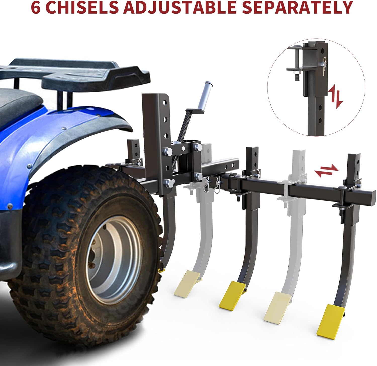 YITAMOTOR ATV/UTV Plow Implement Cultivator with 6 Scarifier Shank Fits for YITAMOTOR ATV/UTV Manual Implement Lift