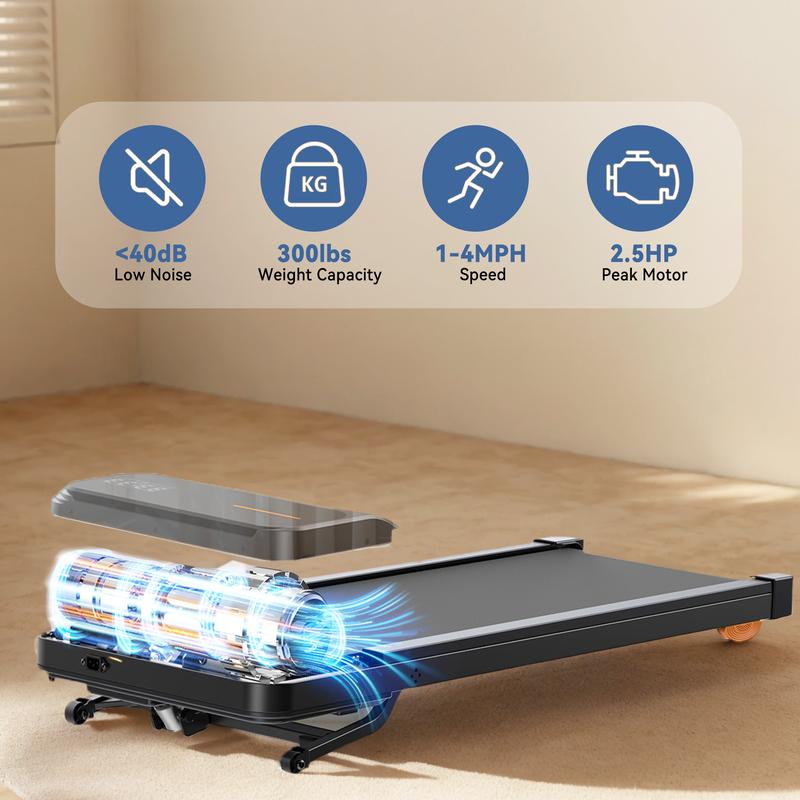 [WELLFIT]2025 Smart Walking Pad Treadmill with 9% Automatic Incline, LED Display, 300 lbs Capacity, 40 dB Quiet Walking Jogging Mat